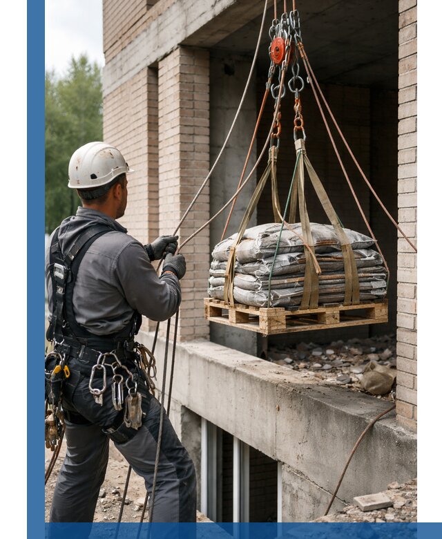Подъем материалов на этаж веревками в Щекине оперативно