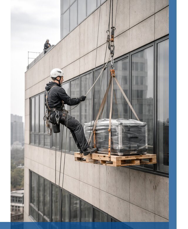 Спуск груза по фасаду в Щекине от 3602 р. | ВЫСОТНИК-Екн