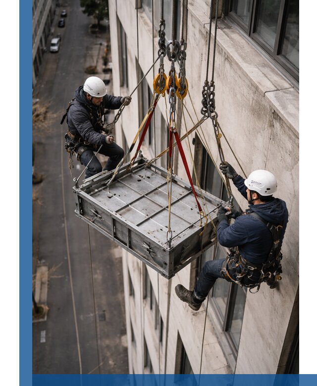 Спуск и подъем грузов по фасаду в Щекине для зданий