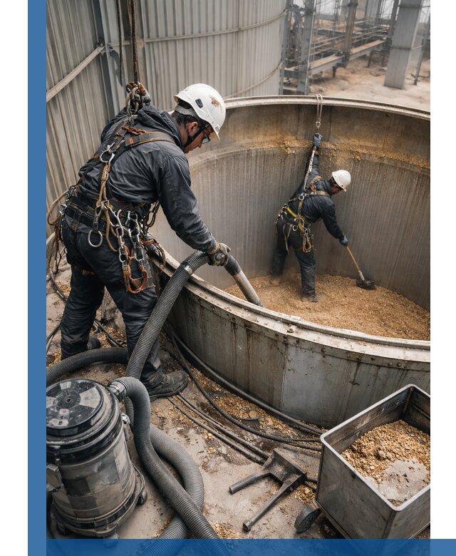 Профессиональная чистка зерновых бункеров в Щекине с выездом